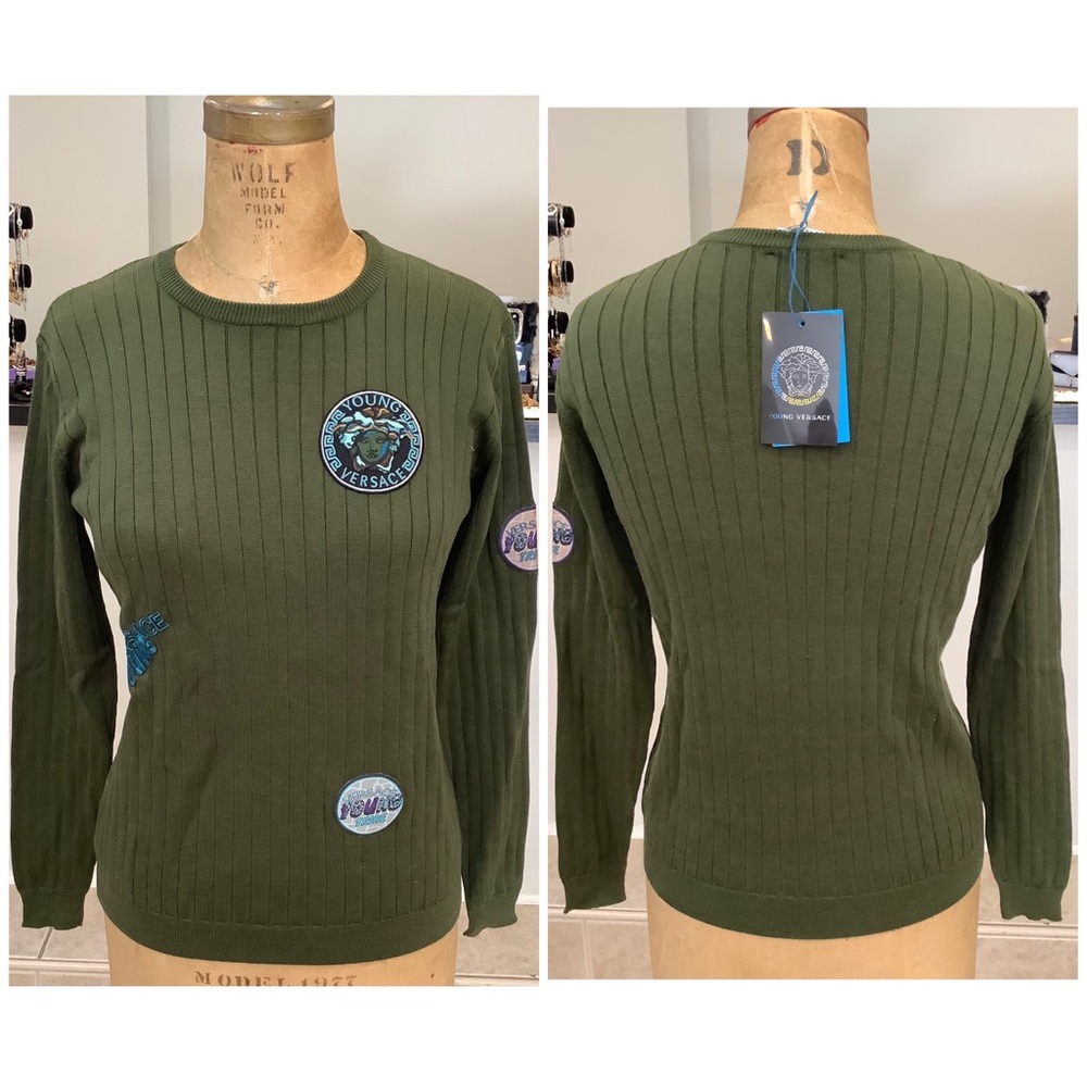 AUTHENTIC VERSACE Rib Knit Crew Neck Sweater